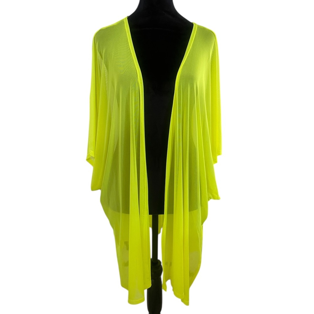 Neon yellow,green, kimono,flowing, sheer,swim cover Large,OS,New - Picture 5 of 5